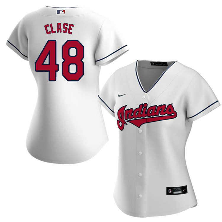 Nike Women #48 Emmanuel Clase Cleveland Indians Baseball Jerseys Sale-White